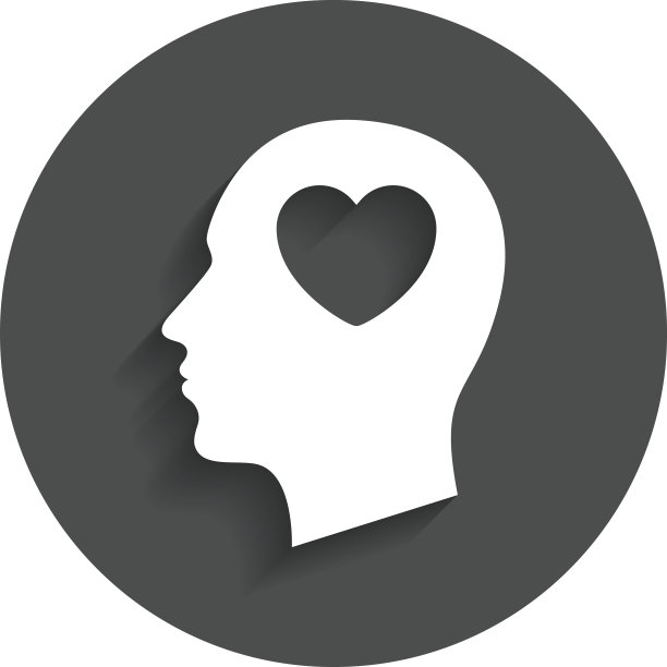 头带心形标志图标。男性人类头上。图片下载