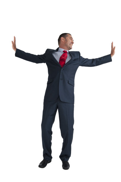 商人向孤立的白人背景推进图片下载