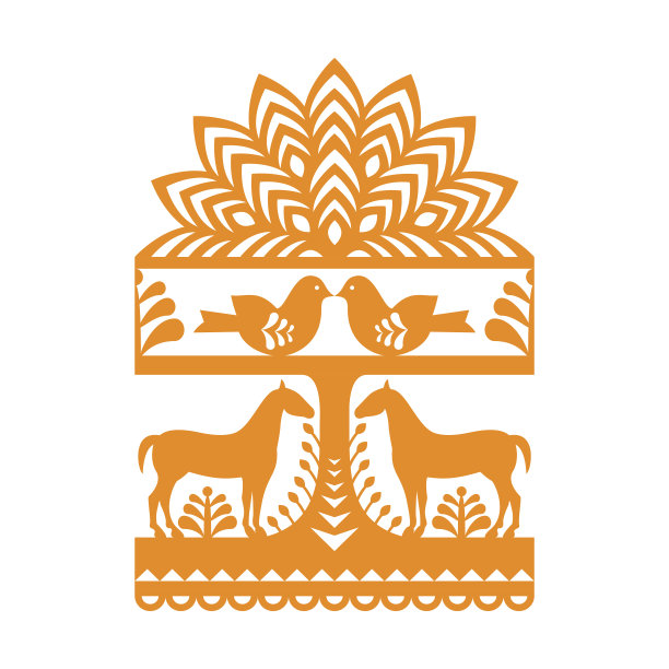 无缝波兰民间艺术橙色图案威西南基库尔皮奥斯基图片下载