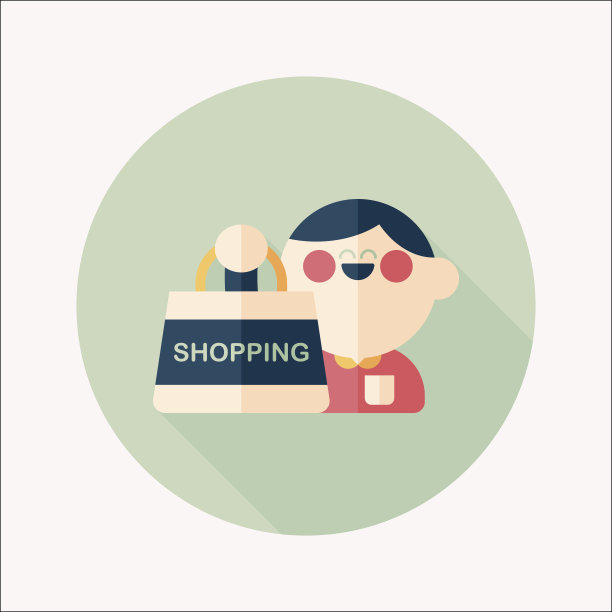 销售购物狂平面图标与长阴影，eps10图片下载