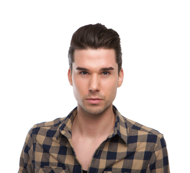 一个英俊的年轻现代男子的特写图片下载