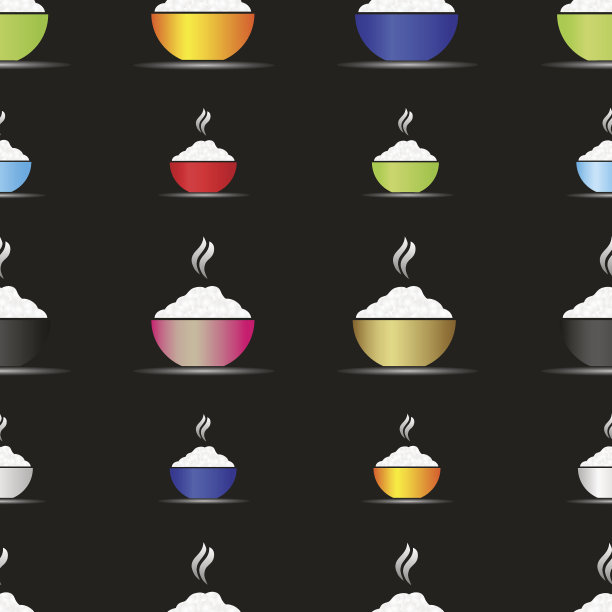 各种颜色的亚洲菜碗与热饭食无缝图案eps10图片下载