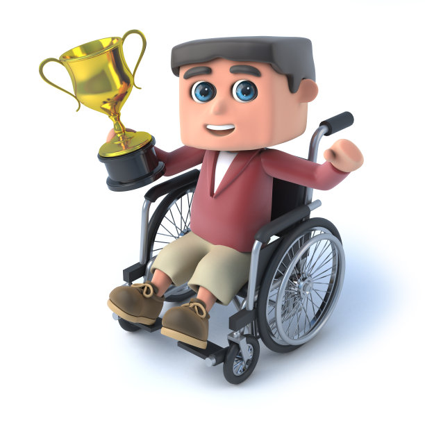 3d轮椅男孩获得金杯图片下载