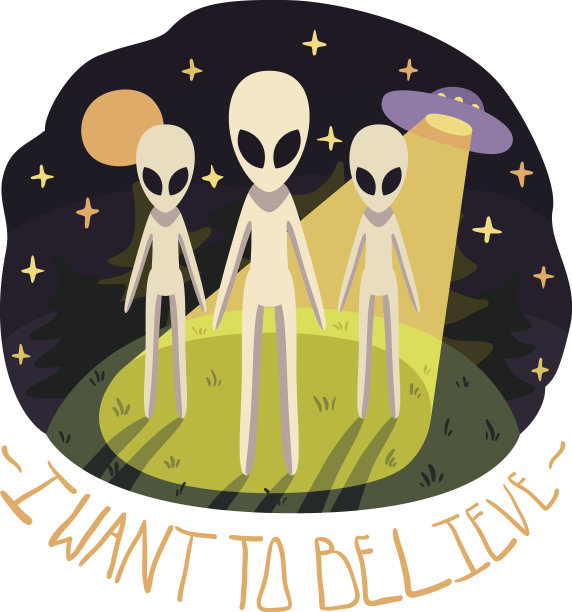 矢量背景与山上的外星人和UFO图片下载