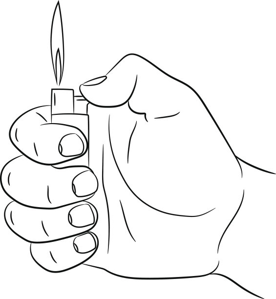 手里拿着一个燃烧的单色矢量图打火机图片下载