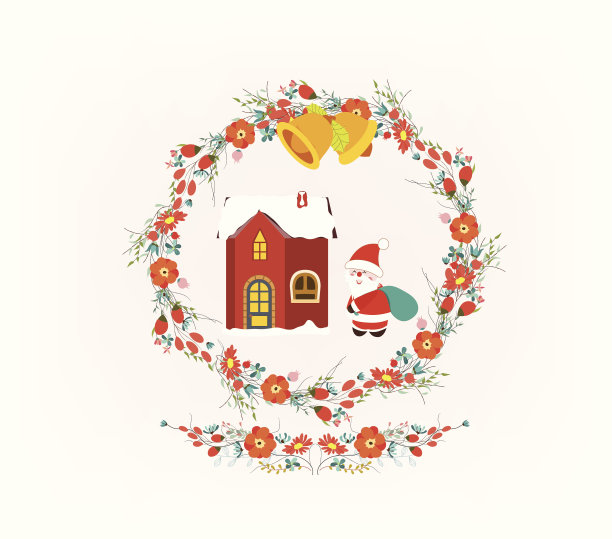 圣诞装饰花环和圣诞老人图片下载