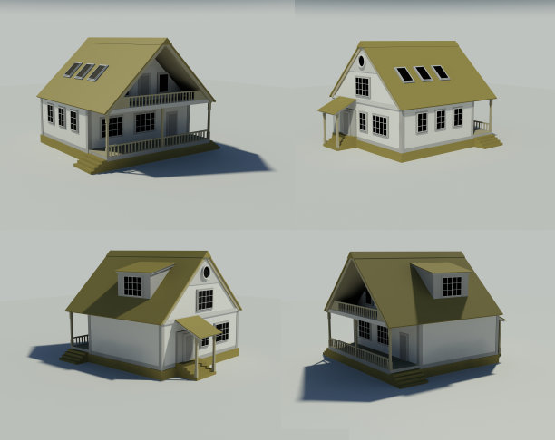 房子孤立在白色渲染通用图片下载