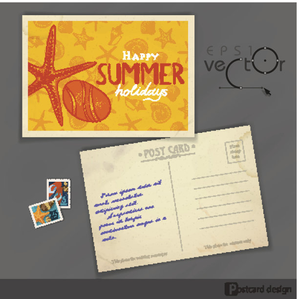 旧明信片设计，模板图片下载