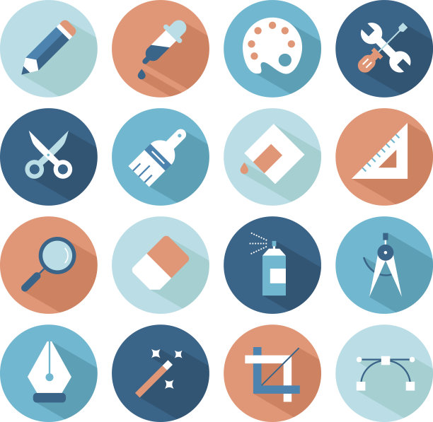 一套艺术和设计工具图标图片下载