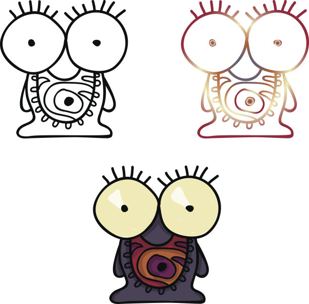 彩色民族手绘生物怪物在3变种图片下载