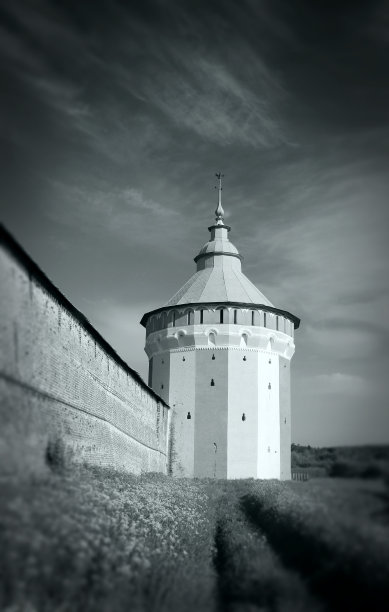 俄罗斯沃洛格达Spaso-Prilutsky修道院的瞭望塔图片下载