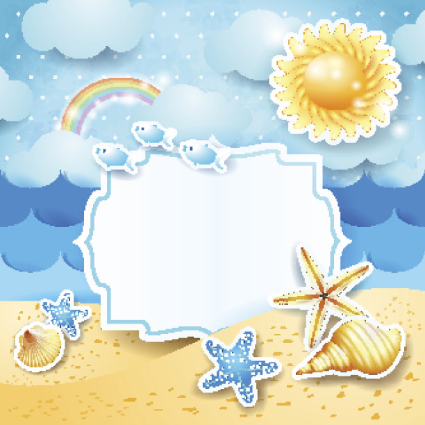 夏季景观与vintage空白标签图片下载