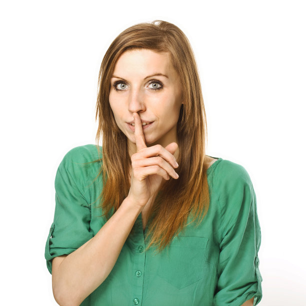 年轻女子安静的手势，安静的手势。图片下载