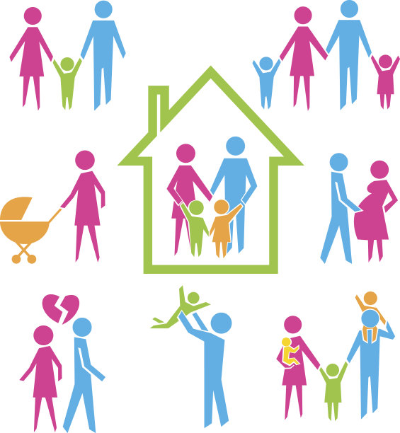 色彩缤纷的幸福家庭标志图片下载