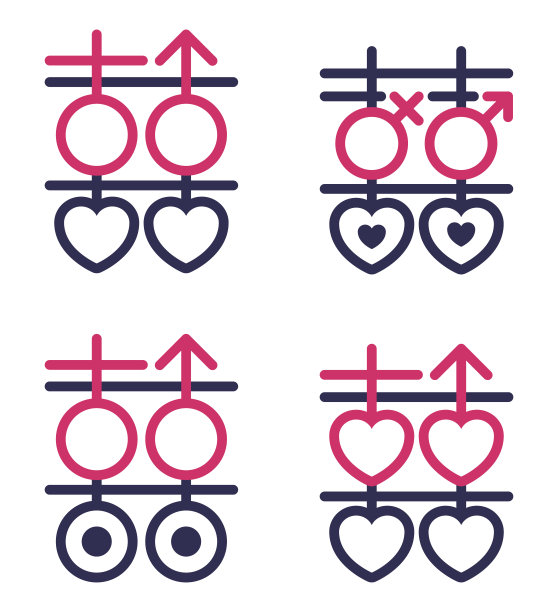 矢量中国双喜(双喜)与男性和女性的象征图片下载