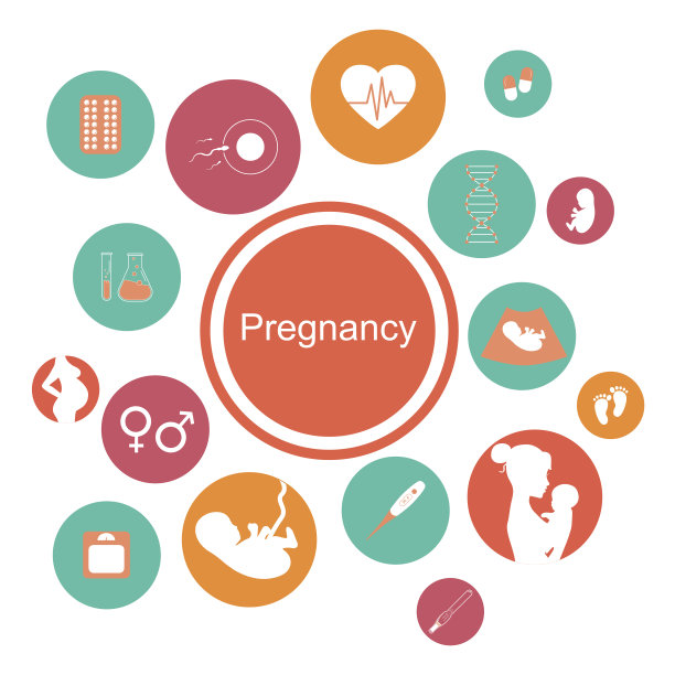 医药和怀孕矢量图标设置图片下载