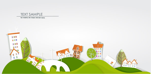 城市背景用纸制作贴纸效果图片下载