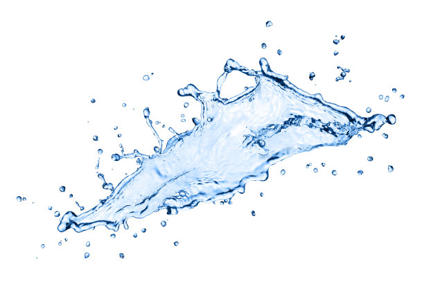 水溅在白色的孤立图片下载