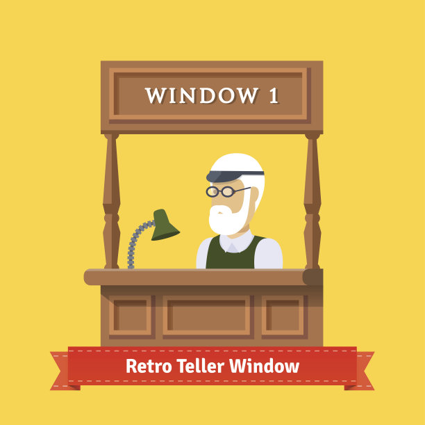 复古出纳员当铺橱窗图片下载