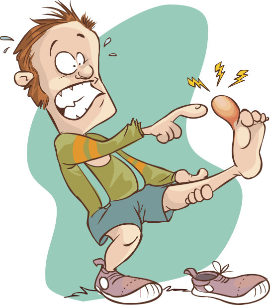 一个卡通人物受伤的脚的ector插图图片下载