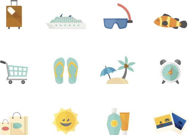 平面颜色图标-更多的旅行图片下载