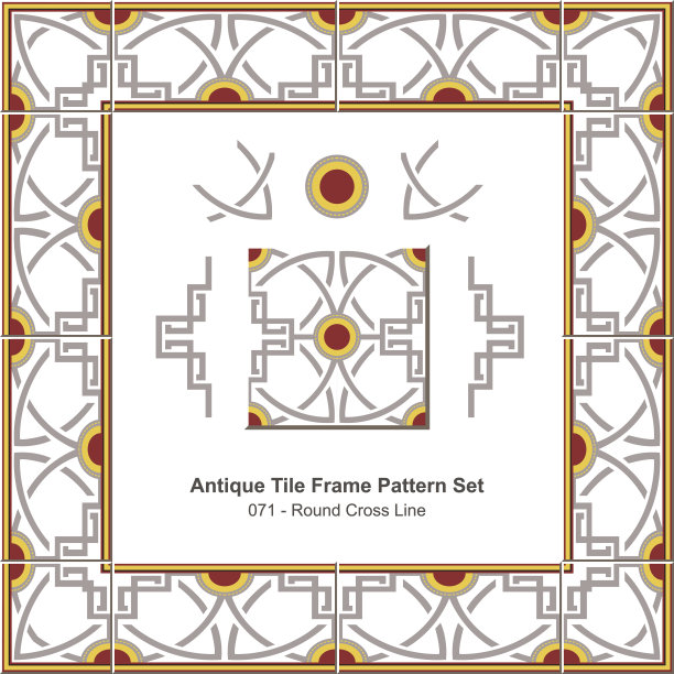 仿古瓷砖框架图案set_071圆十字线图片下载
