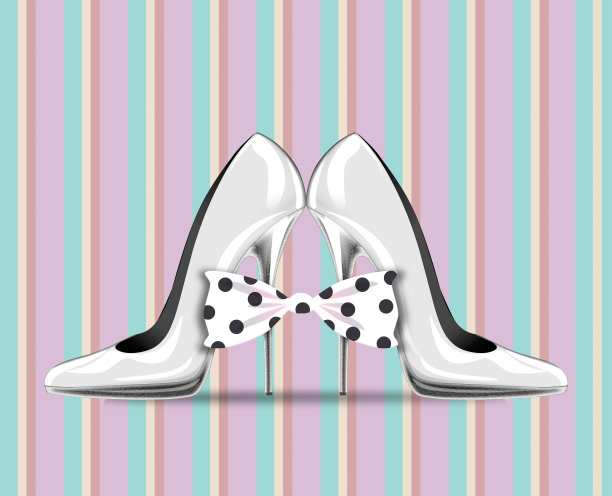 鞋上有蝴蝶结，象征母亲、女人、情人节图片下载