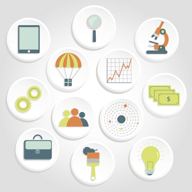 商业和科学的彩色圆形图标图片下载