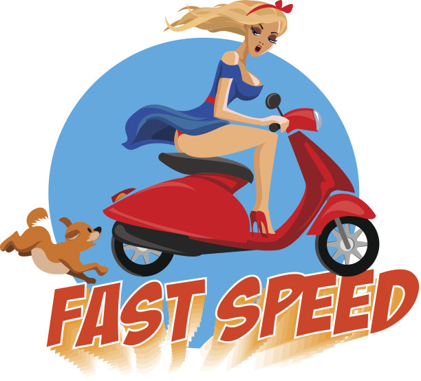 小女孩骑着踏板车，她的小狗在跑图片下载