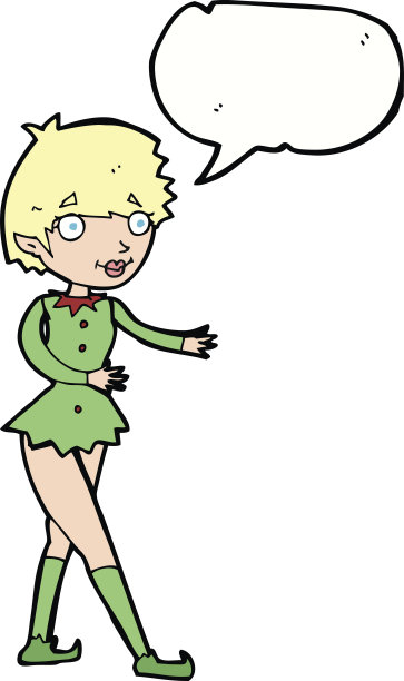 卡通圣诞精灵女人与讲话泡泡图片下载