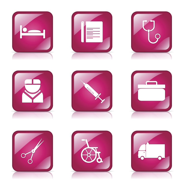 医院健康广场矢量粉色图标设计集图片下载