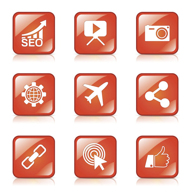 SEO互联网标志方形矢量橙色图标设计集图片下载