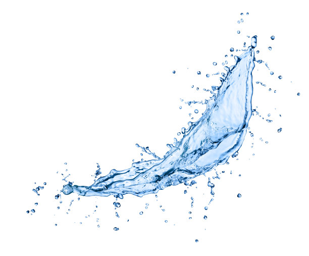 水溅在白色的孤立图片下载
