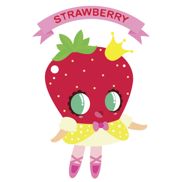 可爱的草莓芭蕾舞女孩图片下载