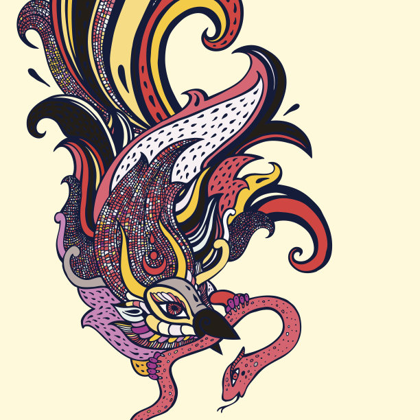 迦楼罗手绘插画图片下载