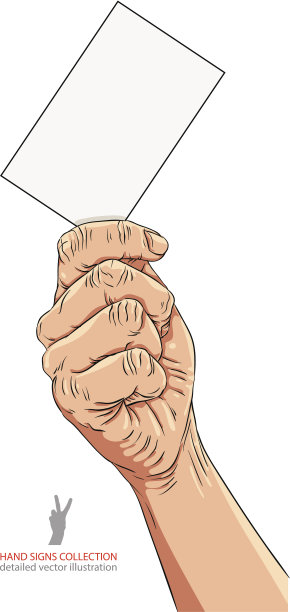 手与名片，详细的矢量插图。图片下载