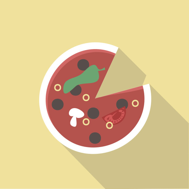 矢量插图长阴影平比萨图标图片下载