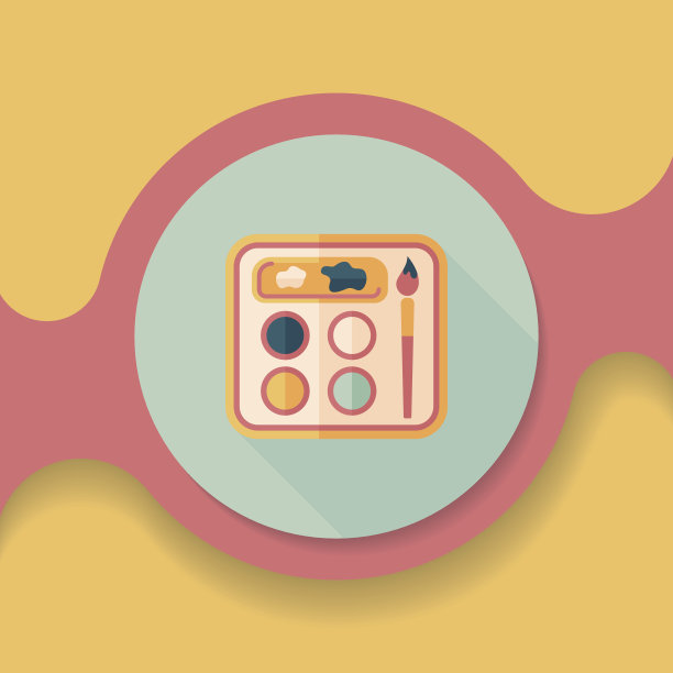 艺术调色板与油漆刷扁平图标与长阴影图片下载