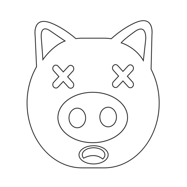 可爱的小猪情感图标插画标志设计图片下载