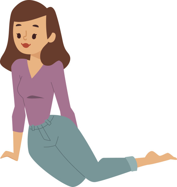 坐着的女孩矢量插画图片下载