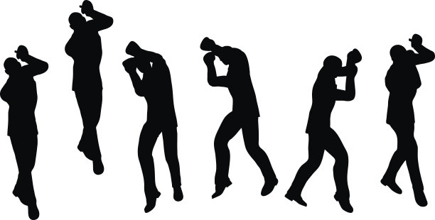 拳击手商人矢量剪影图片下载