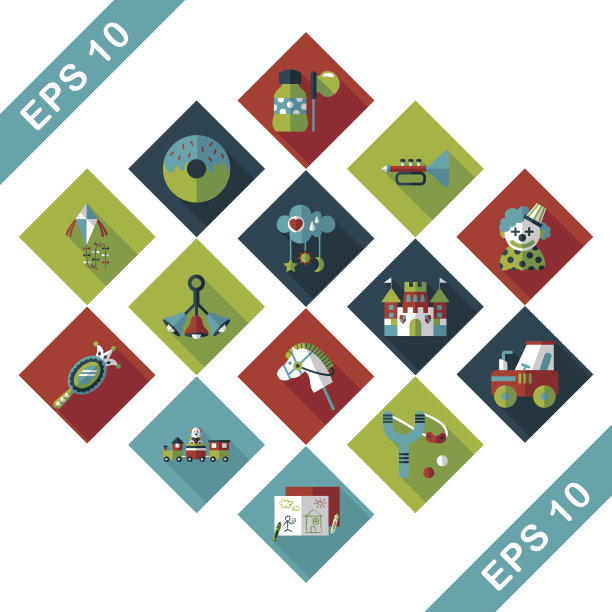 儿童玩具图标集图片下载