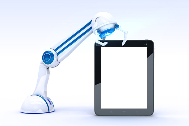 机器人与平板电脑图片下载
