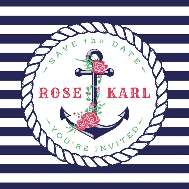 航海的婚礼邀请。图片下载