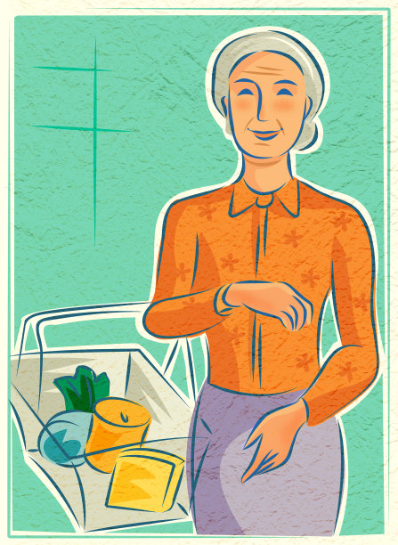 拿着一篮子杂货的老妇人图片下载