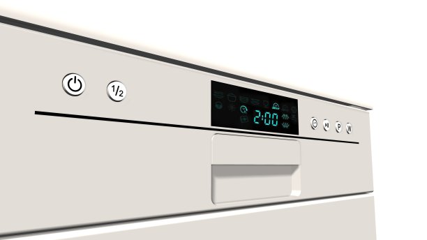 现代独立式洗碗机孤立在白色图片下载