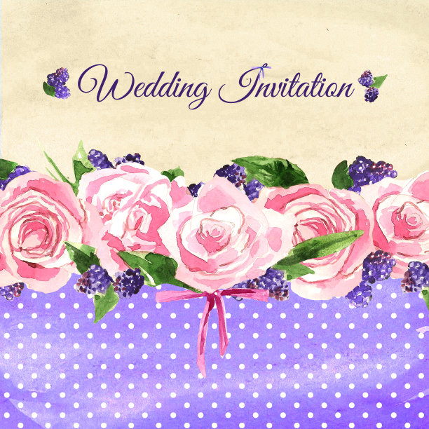 水彩婚礼请帖图片下载