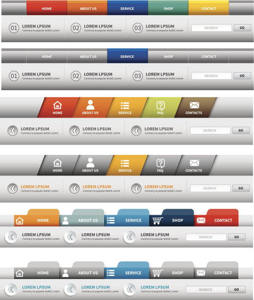 网站模板。导航元素。导航菜单栏。图片下载
