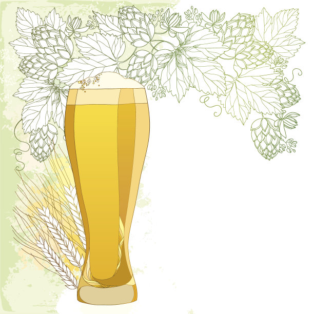 啤酒元素的轮廓风格为啤酒厂设计。图片下载