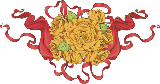 一束带丝带的玫瑰图片下载